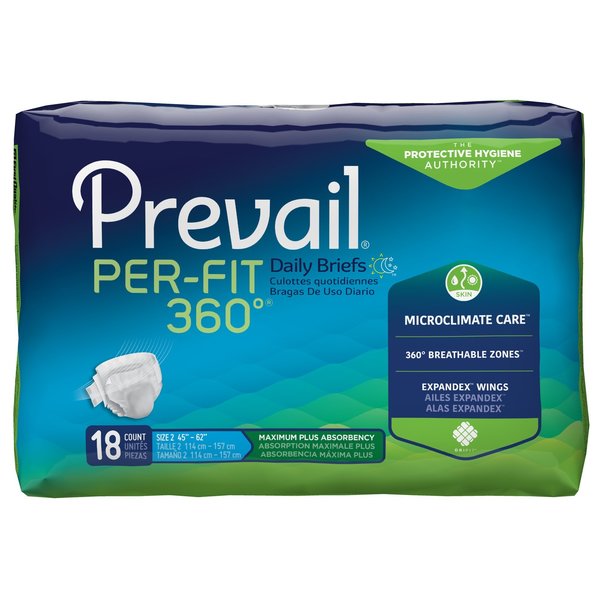 Prevail Per-Fit 360 Incontinence Brief L Winged, Maximum Plus, PK 18 PFNG-013